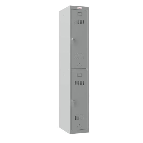 Phoenix Safe Phoenix PL 300D Series PL1233GGK 1 Column 2 Door Personal locker in Grey with Key Lock