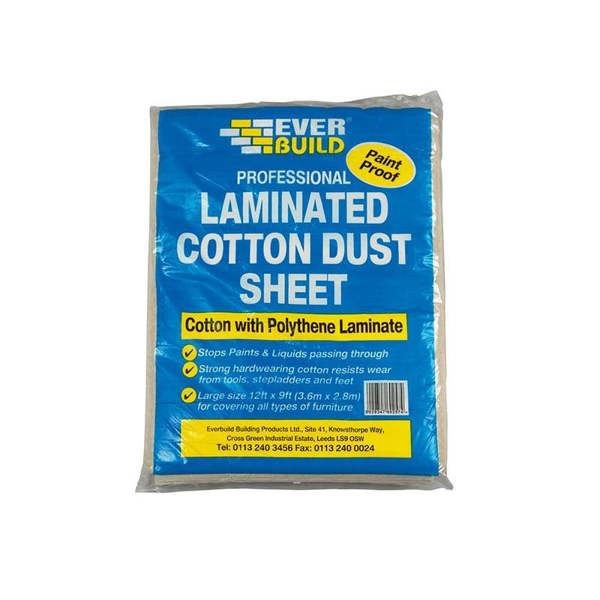Everbuild Sika Laminated Cotton Dust Sheet 3.6 X 2.7m - Multi Colour