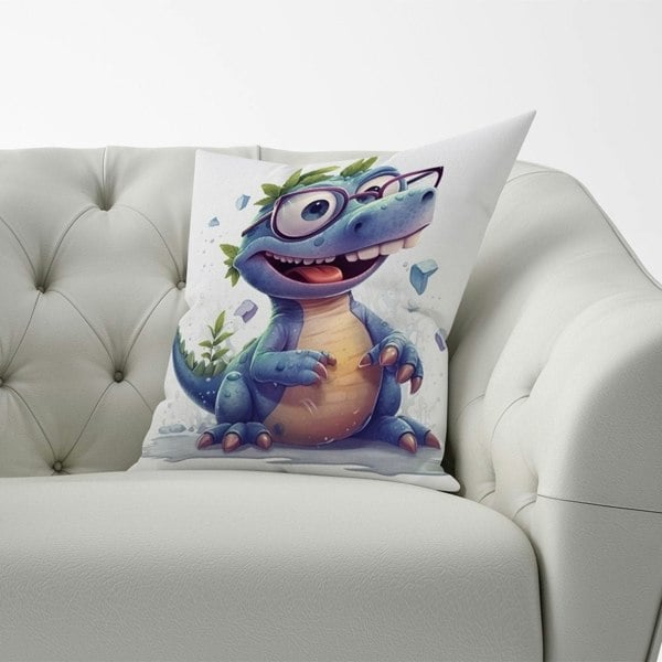 Warren Reed Happy Dinosaur With Glasses Cushions