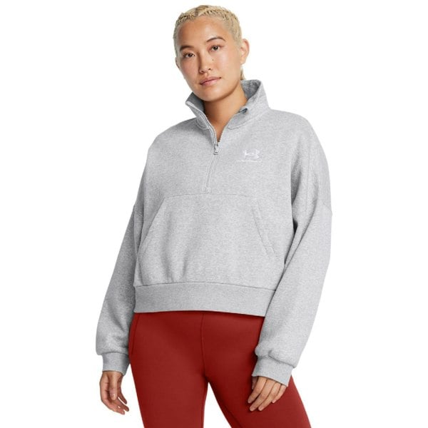 Under Armour Womens Icon Half Zip Oversized Fleece Top - Grey
