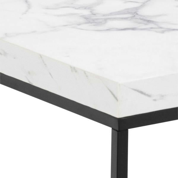 Wyld Haus Hazelmere White Marble Carrara Coffee Table Black Metal Legs