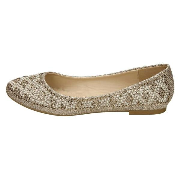 Spot On Ladies Spot On Diamante Bead Ballerinas F80385