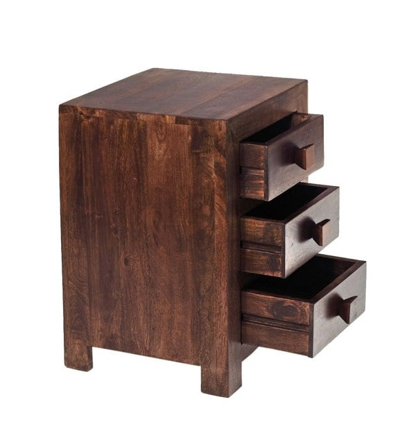 IH Design Mary Mango Wood 3 Drawer Bedside Table