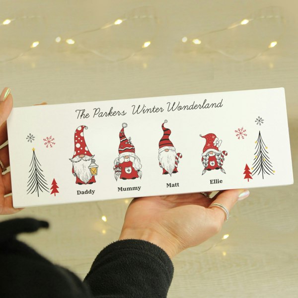 Personalised Memento Company Personalised Gonk Family Christmas Wooden Mantel Decoration