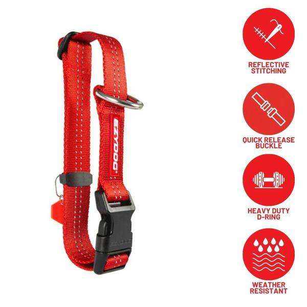EzyDog Essential Adjustable Dog Collar in Red