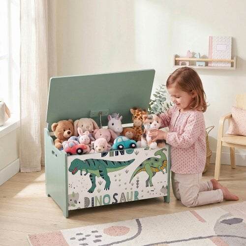 AIYAPLAY Storage Chest, Wooden Toy Chest with Lid, Security Hinges