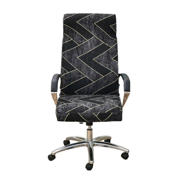 Anyseat Office Chair Cover Black Dark Gray Pattern Large Non-Slip Rotating Seat Case Universal Armrest Chair Protector