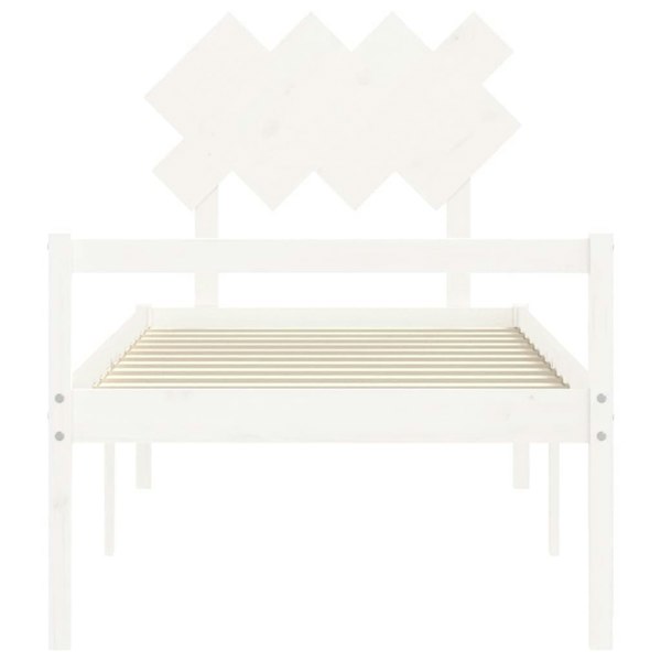 Berkfield Bed Frame with Headboard White Single Solid Wood
