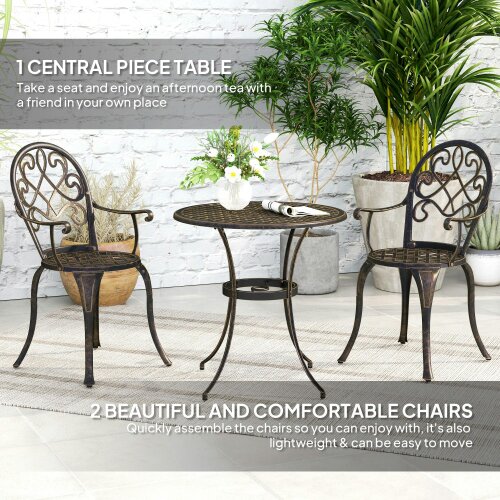 Wyld Haus Ziraro Aluminium Bronze Tone 3 Piece Elegant Garden Bistro Set