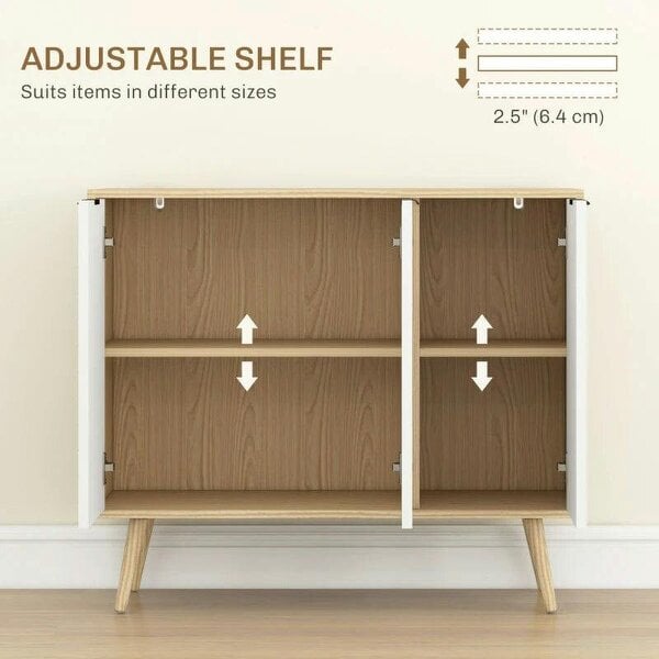 Modern Sideboard and Buffet, Dining Room Cabinet with Adjustable Shelves and 3 Doors, White