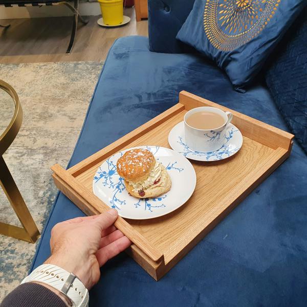 MijMoj Design Solid Oak Food Serving Board - Wooden Ottoman Tray