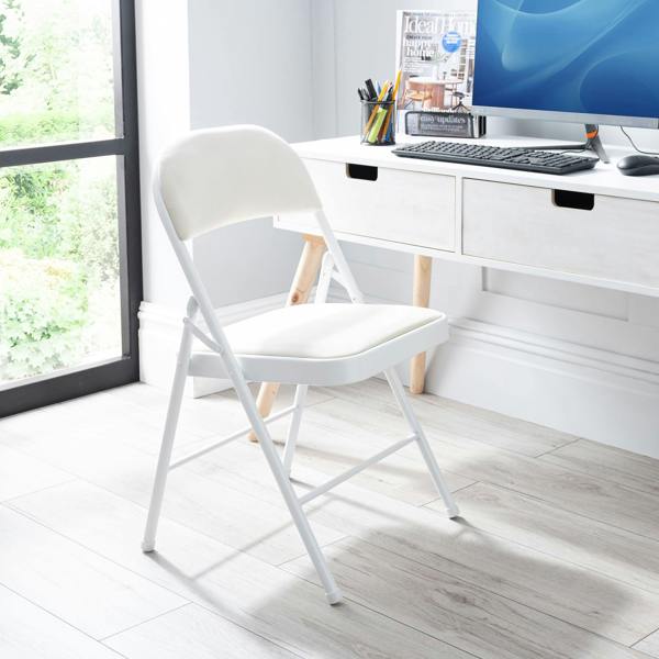 A.Unique Home Premium Metal Velvet Folding Chair - (1 x Chair - White)