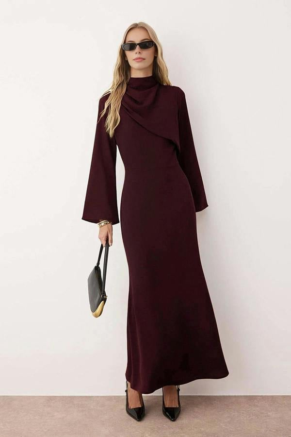 WOVCOR Drape Detail Woven Evening Dress