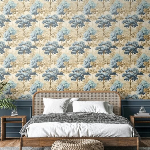 Hoopla Walls Woodland Grove - Blue & Natural 10m Wallpaper