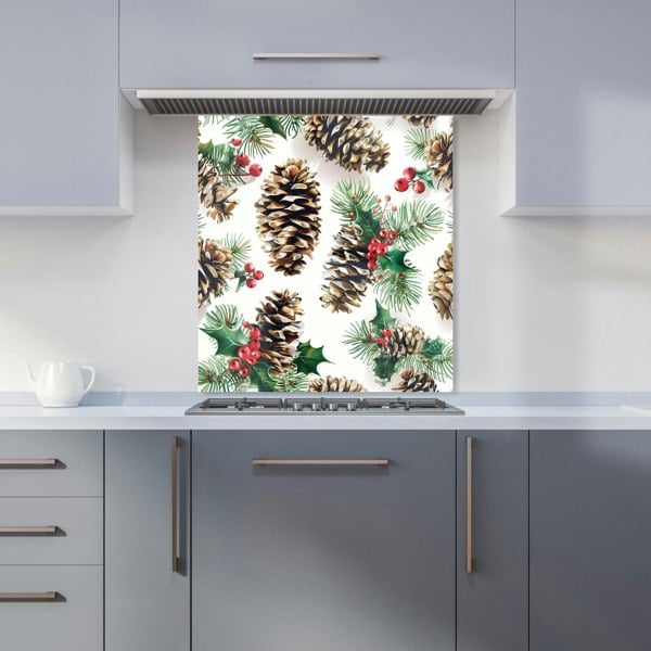 Warren Reed - Designer Festive Pine Cones and Holly Kitchen Splashback