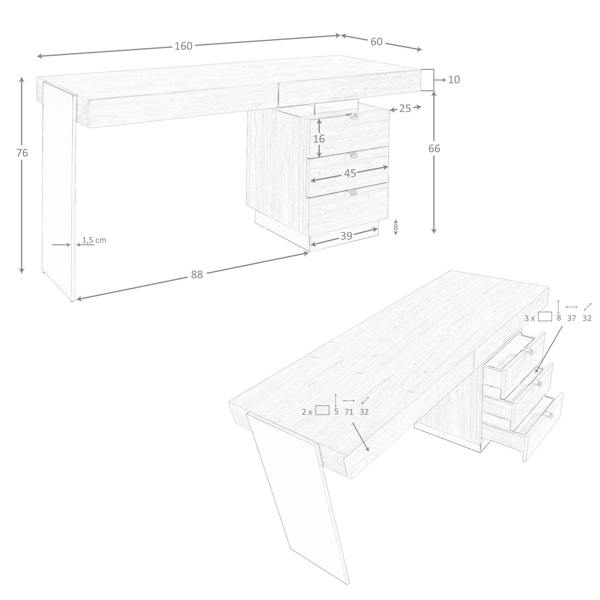 Angel Cerdá Desk walnut and darkened polished steel 3237