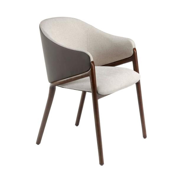 Angel Cerdá Beige Fabric and Dark Mink Leatherette Chair 4090
