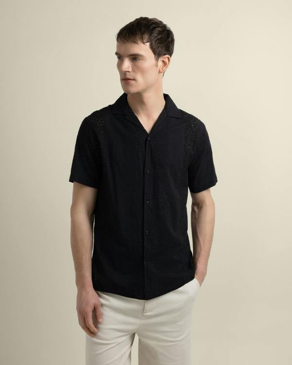 Larsson & Co Kari - Leaf Embossed Short Sleeve Shirt