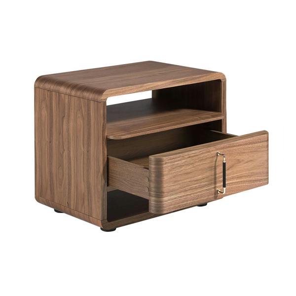 Angel Cerdá Walnut and Black Pvc Bedside Table 7225