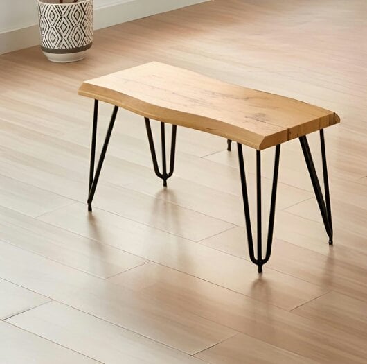 Kosy Koala Wooden Bench With Metal Hairpin Legs for Dining Room, Work, or Study