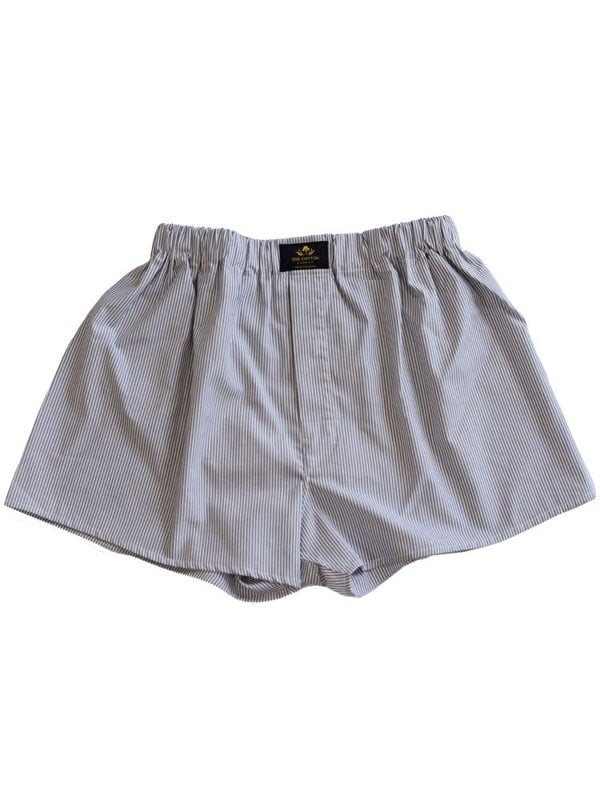 STRIPED COTTON BOXERS - GREY