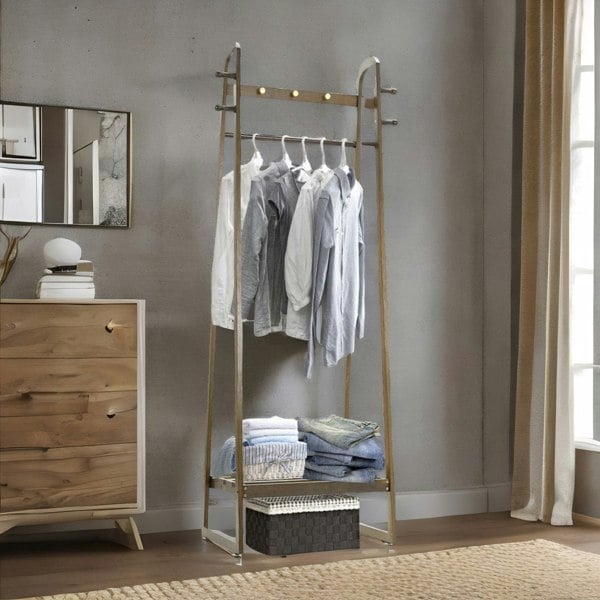 Rafaelo Mobilia Bamboo Walnut Open Clothes Rack