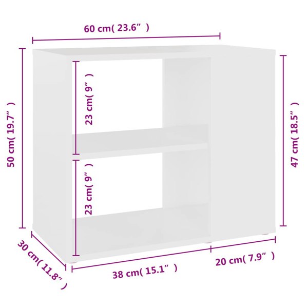 Berkfield Side Cabinet White 60x30x50 cm Engineered Wood