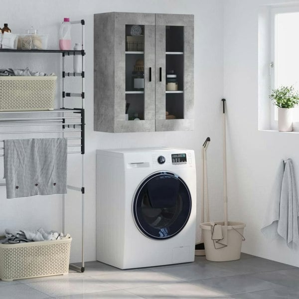 Berkfield Wall Mounted Cabinet Concrete Grey 69.5x34x90 cm