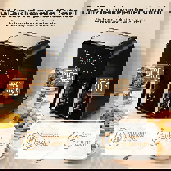 Spector 12L Dual Zone Air Fryer 2600W Oil Free Oven Cooker Touch Control Black