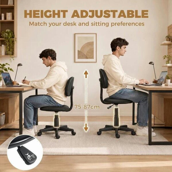 Small Armless Office Chair - Black