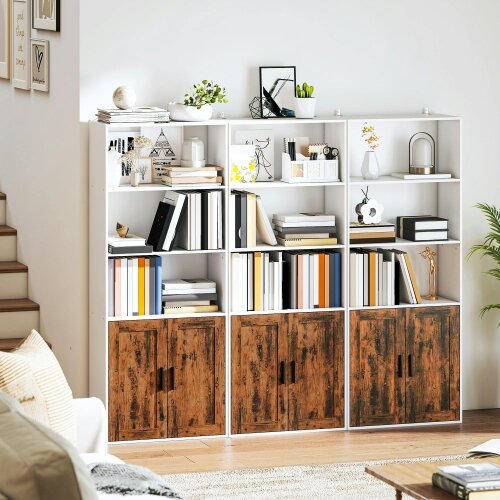 Wyld Haus Selofi Wood Rustic Brown 5 Tier Bookcase With Adjustable Shelving