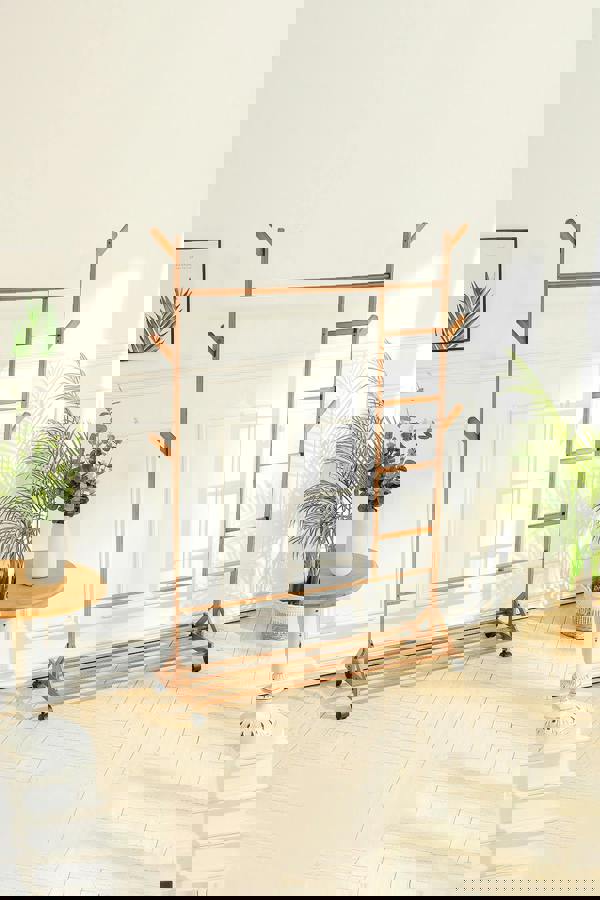 Living and Home Brown Bamboo Freestanding Clothing Rack With Storage Shelf