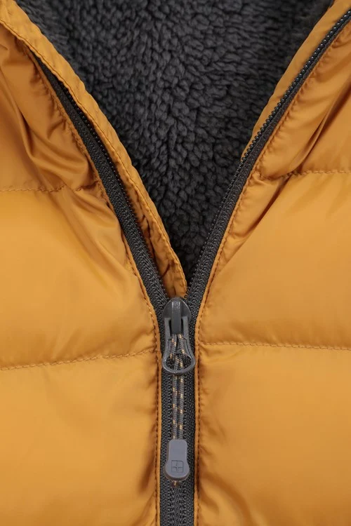 Mountain Warehouse Mens Seasons Faux Fur Lined Padded Jacket - Mustard