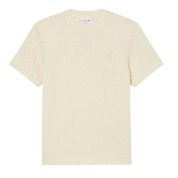 Lacoste Mens Lacy Woven T-Shirt - Cream - 