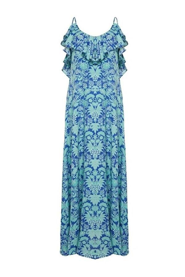 WOVCOR Woven Ruffled Beach Midi Dress
