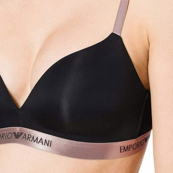 Emporio Armani Iconic Microfiber Padded Triangle Bra, Black