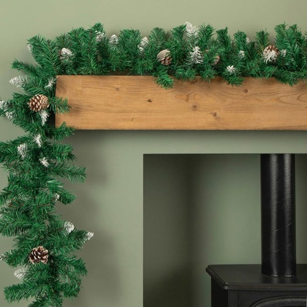 Samuel Alexander 2.7m Snow Tipped Christmas Garland with Pine Cones and Mixed Needles