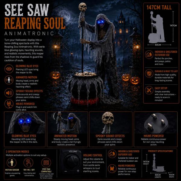 Samuel Alexander 6ft Tall Animated Stirring Cauldron Creep Skeleton Halloween Decoration with LED Eyes