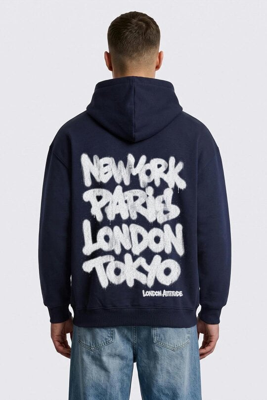 London Attitude Oversized Heavyweight City Graffiti Hoodie