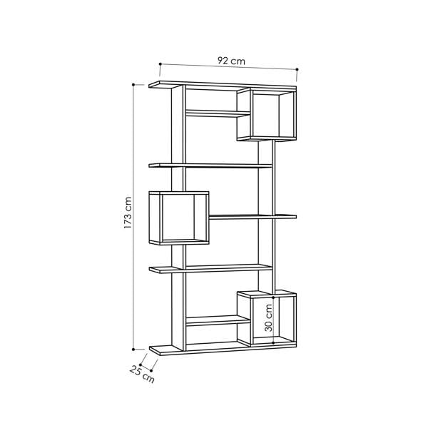 Decortie Soto Modern Tall Bookcase Wall Mountable 6-Tier Storage Unit Mocha Grey 173cm