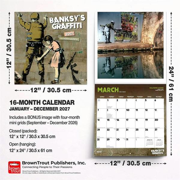 Banksy's Graffiti Calendar 2027, Wall Calendars, Month To View, Art, Gift
