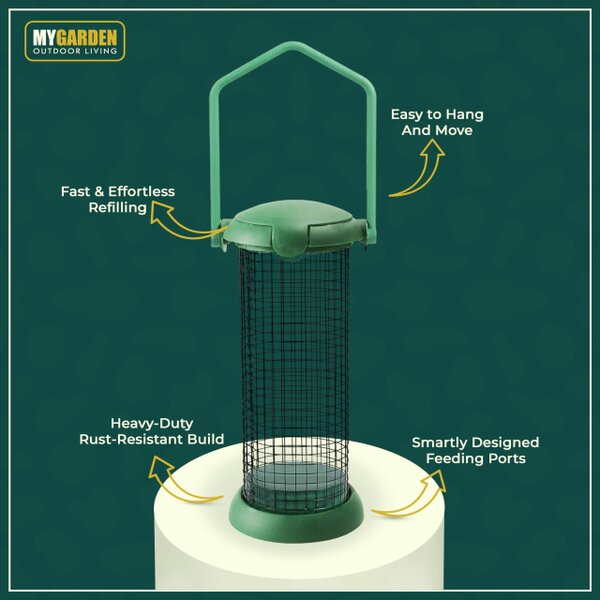 My Garden Outdoor Living My Garden Hanging Bird Feeder 2 Pack Peanut Feeders for Birds Rust Resistant Metal Mesh for Outdoor Birds & Carry Handle