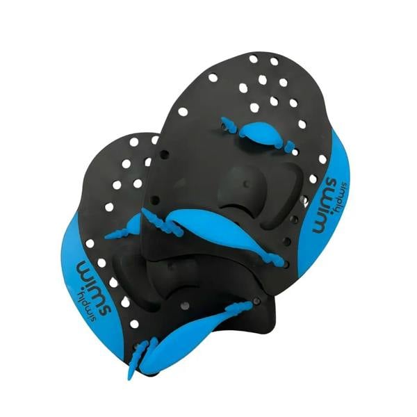 Simply Swim black blue hand paddles for optimum water contact and upper body strength