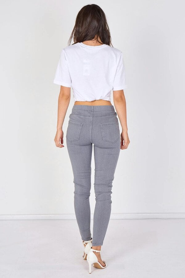 Elaina Fashion Grey Stretch Denim Jeggings