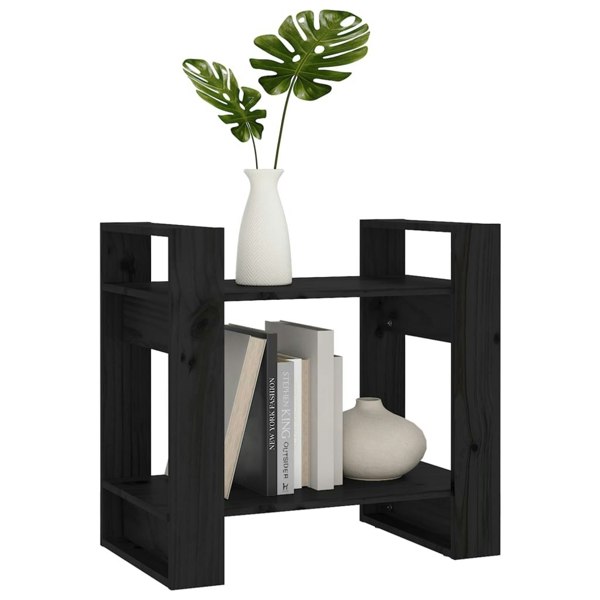 Berkfield Book Cabinet/Room Divider Black 60x35x57 cm Solid Wood Pine