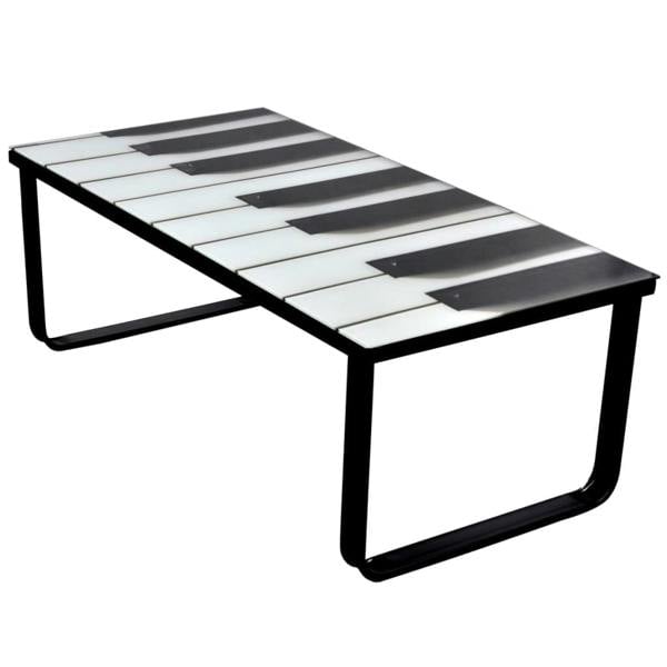 Berkfield Home Berkfield Coffee Table with Piano Printing Glass Top