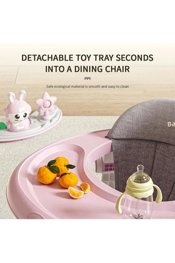 Living and Home Anti-Rollover Foldable Baby Walker with Music Toy Tray