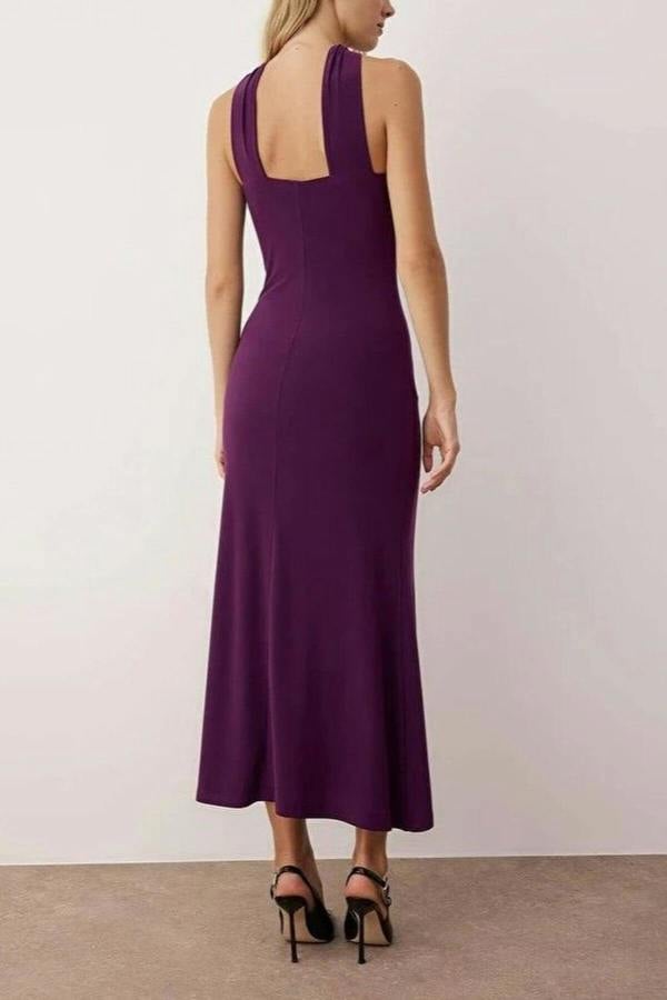 WOVCOR Maxi Unlined Dress with Neck Detail