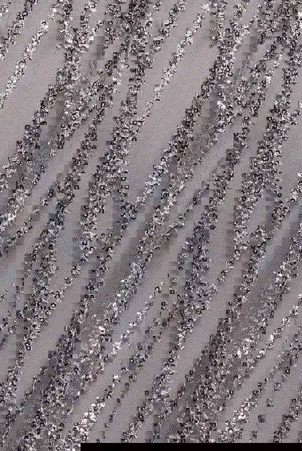 Embroidered Mesh Tiered Midi Dress - Grey DR3812