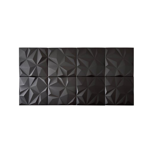 Wallsupply UltraLight Geo Lite 3D XPS Wall Panel Tiles Black - 8 pack, 2m2